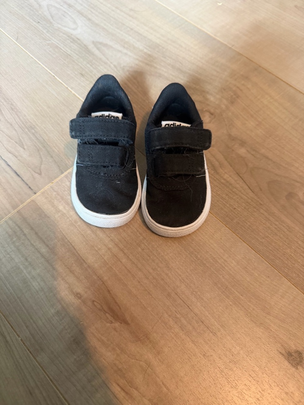 adidas baby Black Canvas Velcro Sneakers